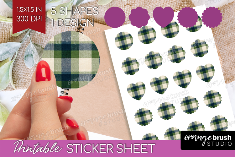 Tartan Plaid Round Sticker - Tartan Pattern Printable Sheet