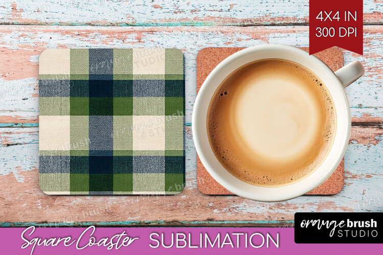 Tartan Plaid Square Coaster - Tartan Pattern Coaster PNG example image 1