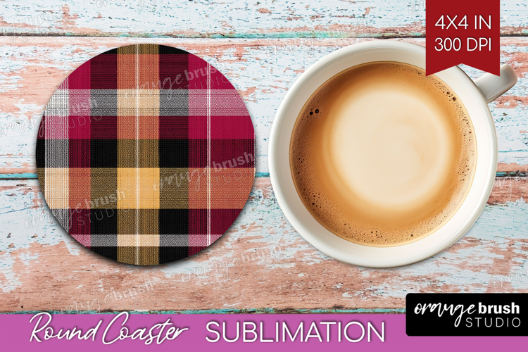 Tartan Plaid Round Coaster - Tartan Pattern Coaster PNG