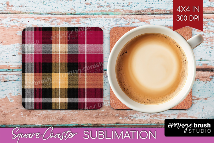 Tartan Plaid Square Coaster - Tartan Pattern Coaster PNG