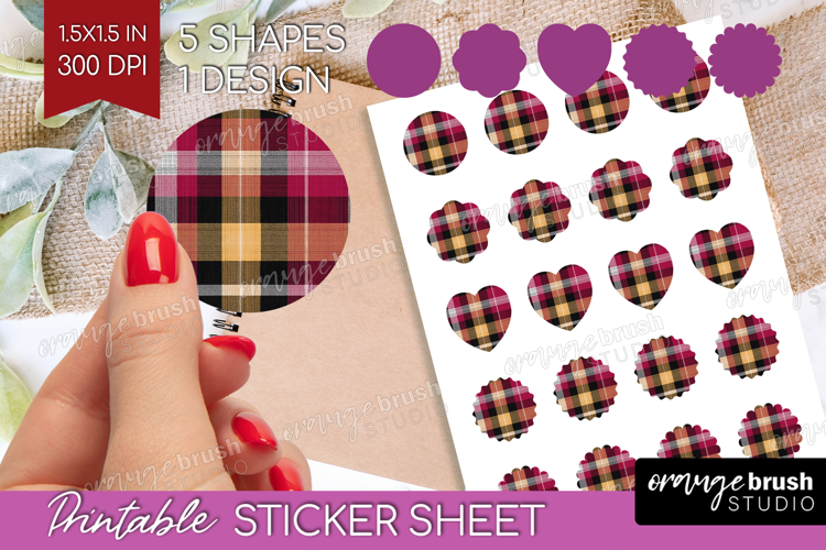 Tartan Plaid Round Sticker - Tartan Pattern Printable Sheet