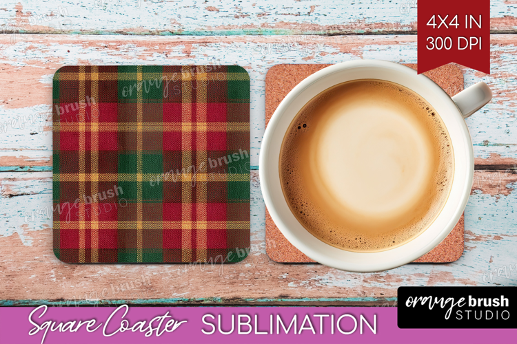 Tartan Plaid Square Coaster - Tartan Pattern Coaster PNG