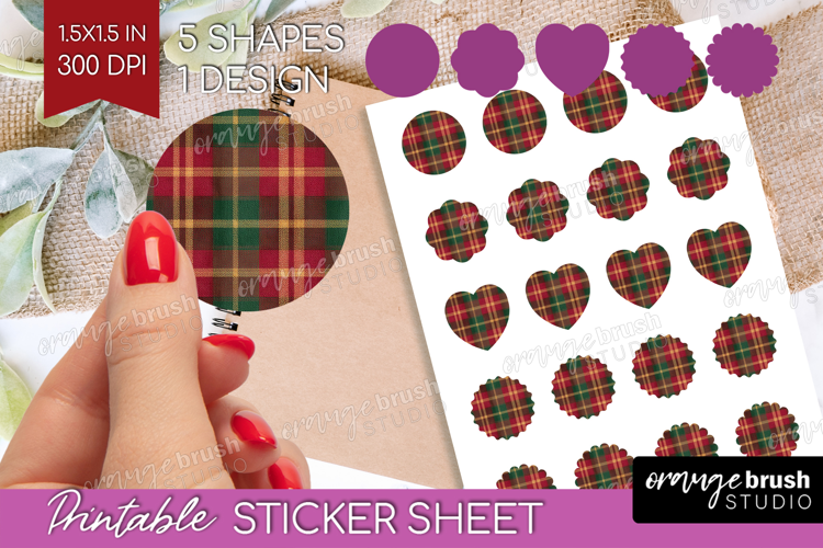 Tartan Plaid Round Sticker - Tartan Pattern Printable Sheet
