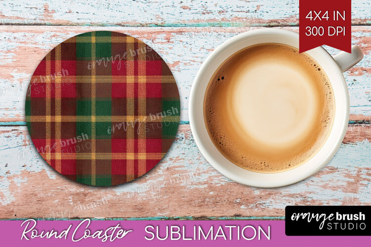 Tartan Plaid Round Coaster - Tartan Pattern Coaster PNG example image 1