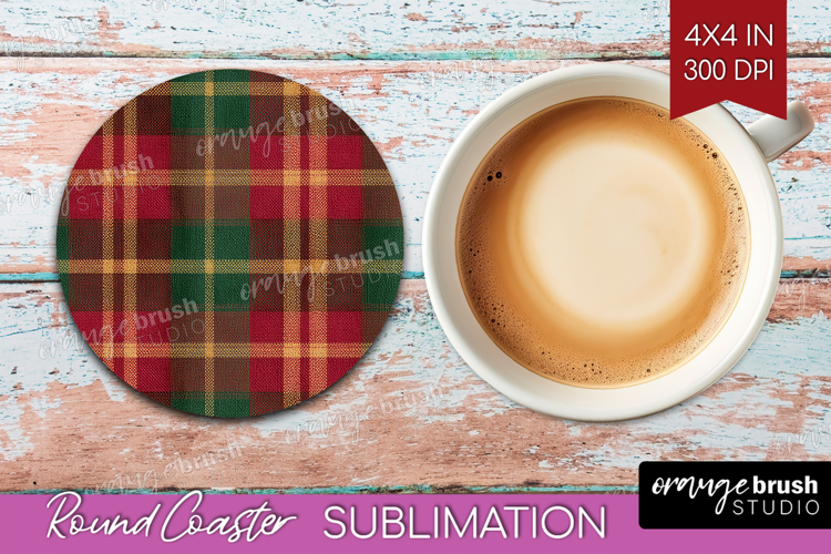 Tartan Plaid Round Coaster - Tartan Pattern Coaster PNG