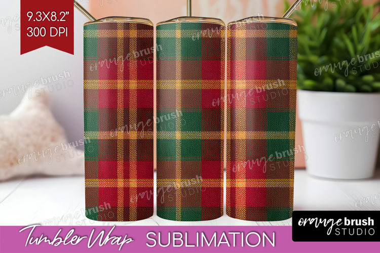 Tartan Plaid Tumbler Wrap - Tartan Pattern Tumbler PNG