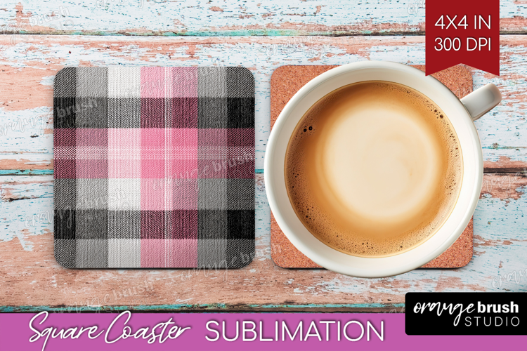 Tartan Plaid Square Coaster - Tartan Pattern Coaster PNG