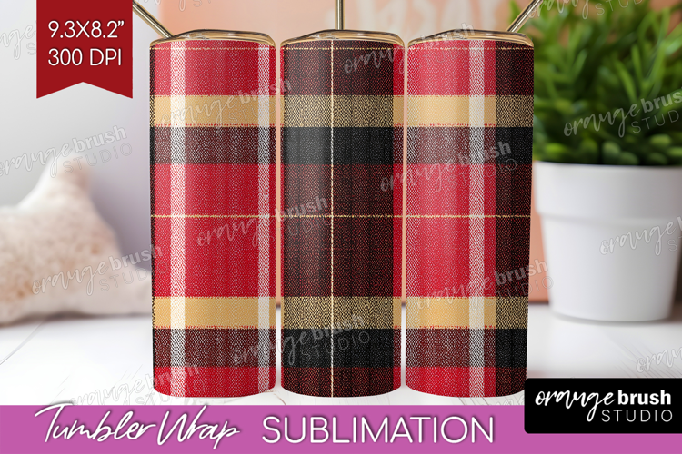 Tartan Plaid Tumbler Wrap - Tartan Pattern Tumbler PNG