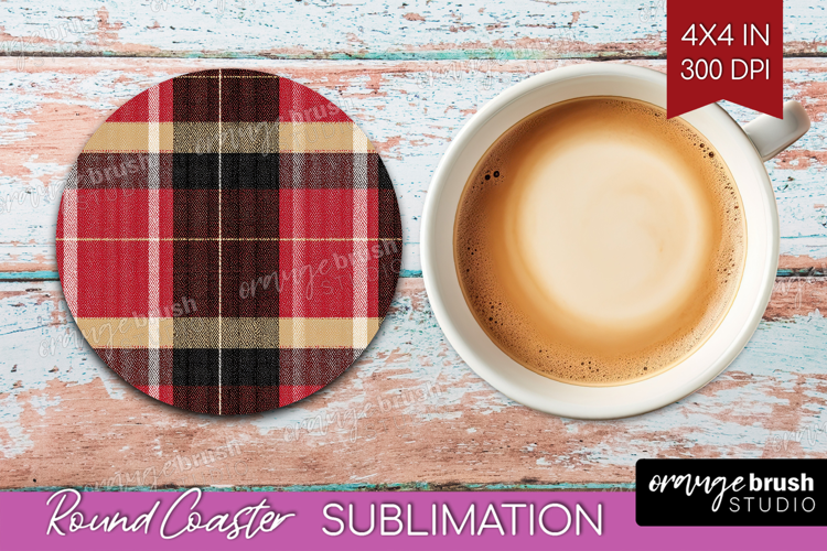 Tartan Plaid Round Coaster - Tartan Pattern Coaster PNG