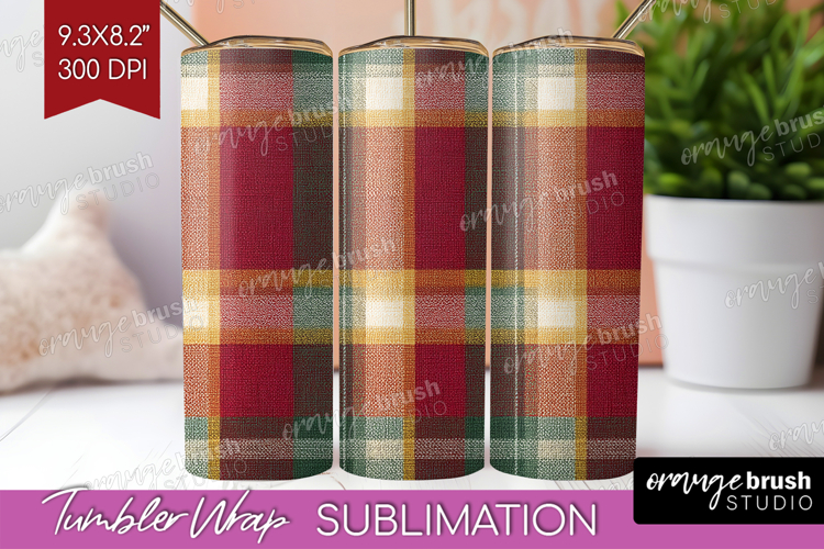 Tartan Plaid Tumbler Wrap - Tartan Pattern Tumbler PNG