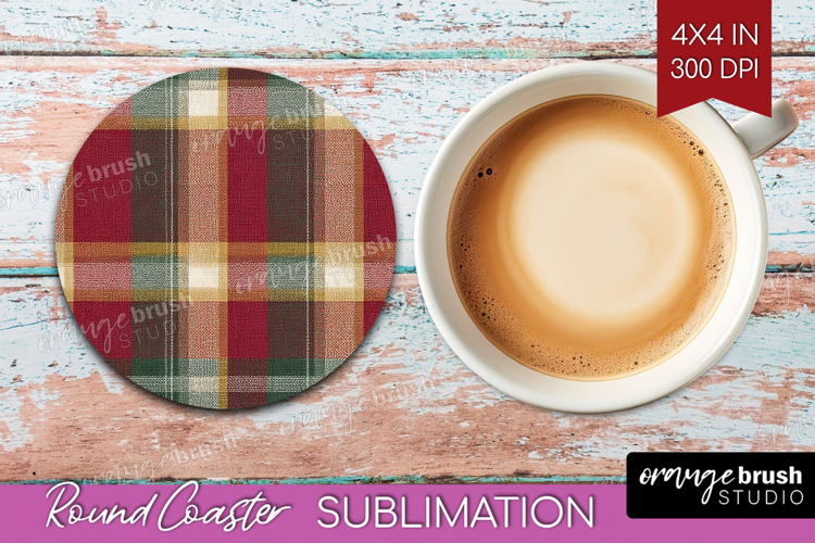 Tartan Plaid Round Coaster - Tartan Pattern Coaster PNG