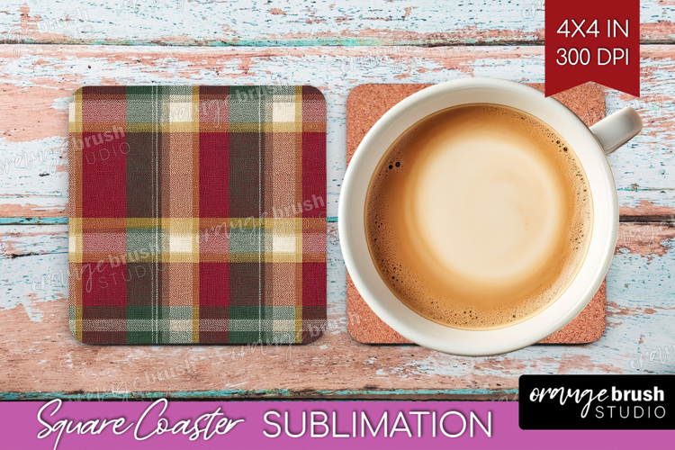 Tartan Plaid Square Coaster - Tartan Pattern Coaster PNG