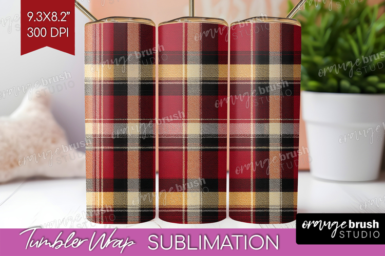 Tartan Plaid Tumbler Wrap - Tartan Pattern Tumbler PNG