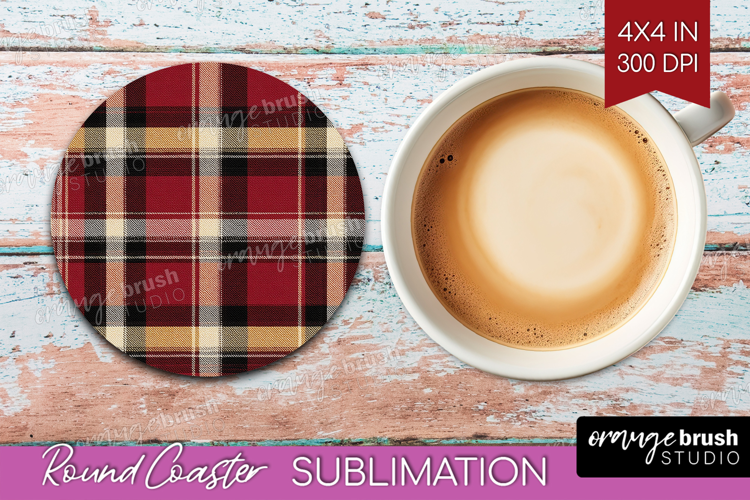 Tartan Plaid Round Coaster - Tartan Pattern Coaster PNG