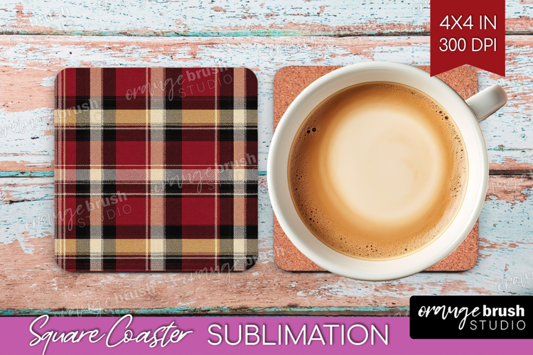 Tartan Plaid Square Coaster - Tartan Pattern Coaster PNG