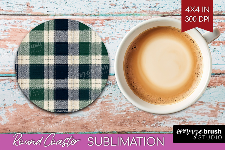 Tartan Plaid Round Coaster - Tartan Pattern Coaster PNG