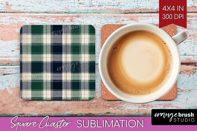 Tartan Plaid Square Coaster - Tartan Pattern Coaster PNG example image 1