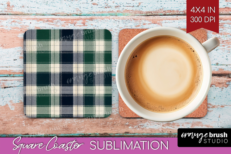 Tartan Plaid Square Coaster - Tartan Pattern Coaster PNG