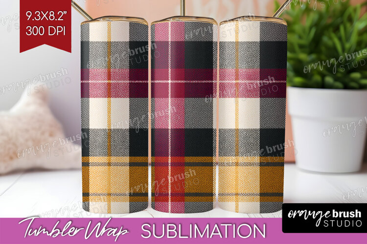 Tartan Plaid Tumbler Wrap - Tartan Pattern Tumbler PNG example image 1