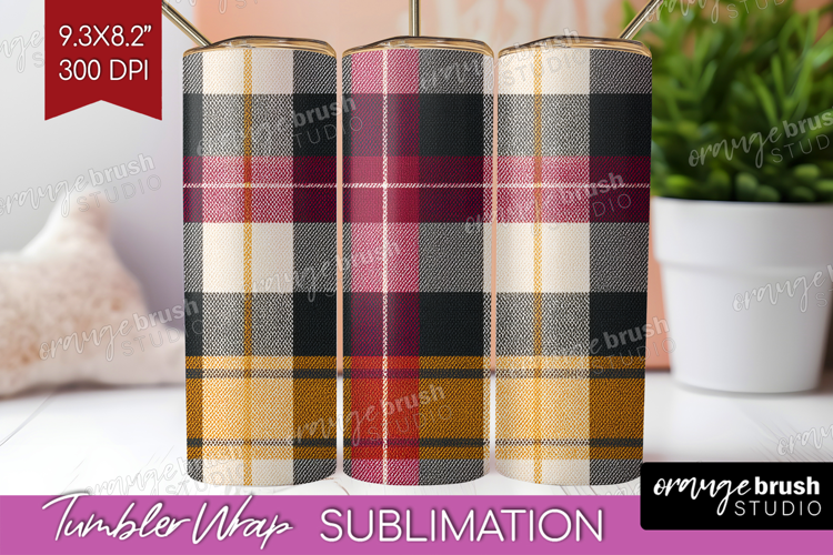 Tartan Plaid Tumbler Wrap - Tartan Pattern Tumbler PNG