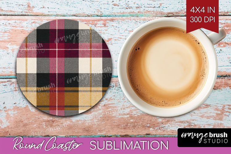 Tartan Plaid Round Coaster - Tartan Pattern Coaster PNG