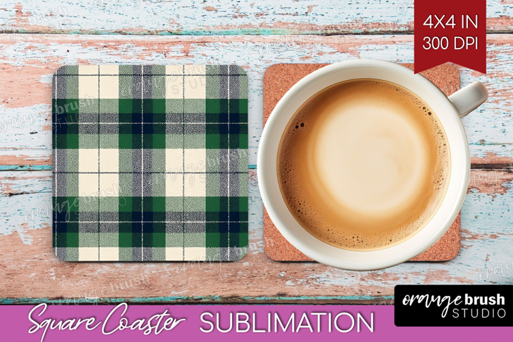 Tartan Plaid Square Coaster - Tartan Pattern Coaster PNG