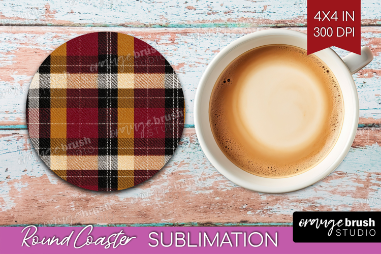 Tartan Plaid Round Coaster - Tartan Pattern Coaster PNG