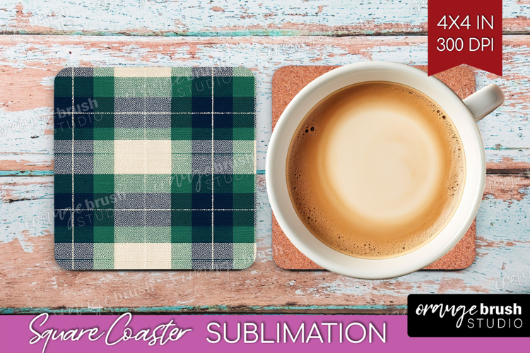 Tartan Plaid Square Coaster - Tartan Pattern Coaster PNG