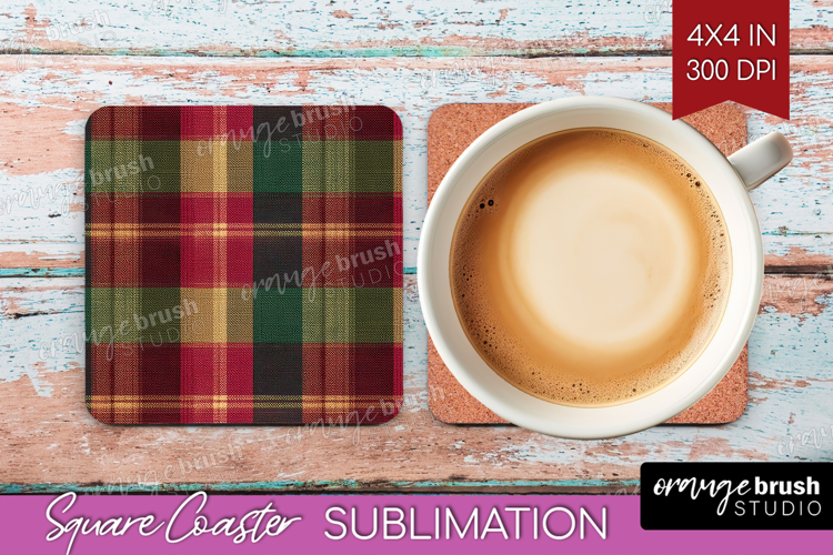 Tartan Plaid Square Coaster - Tartan Pattern Coaster PNG