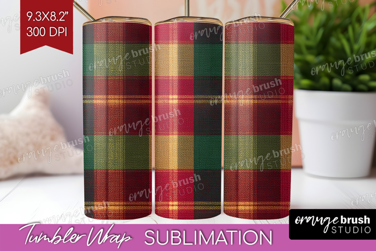 Tartan Plaid Tumbler Wrap - Tartan Pattern Tumbler PNG