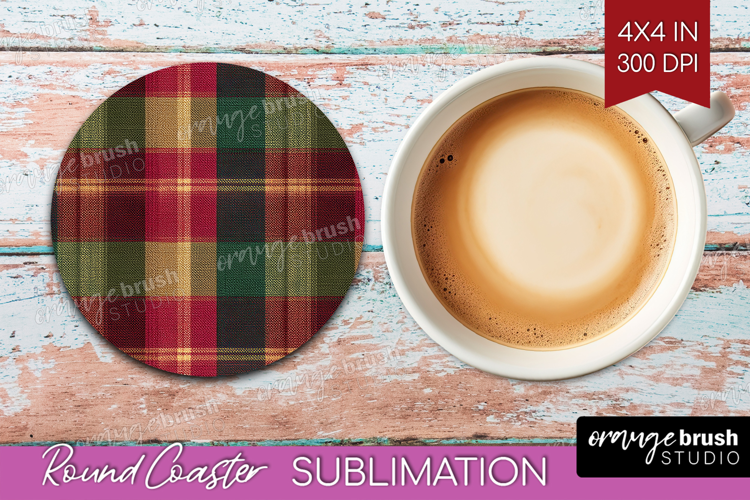 Tartan Plaid Round Coaster - Tartan Pattern Coaster PNG
