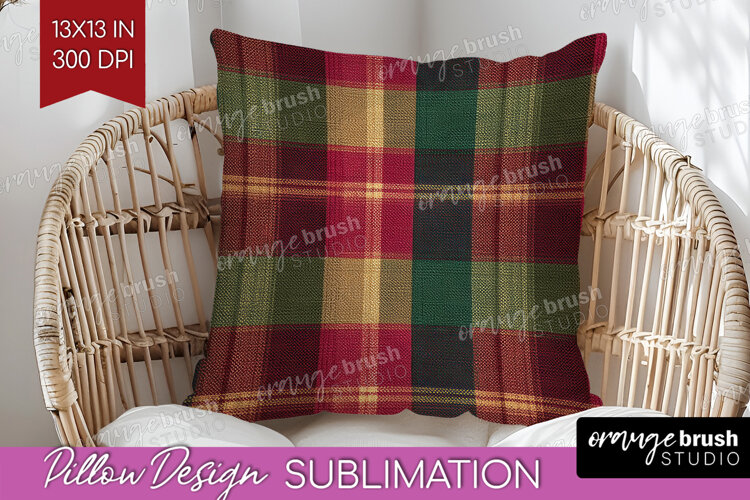 Tartan Plaid Pillow Sublimation - Tartan Pattern Pillow PNG example image 1