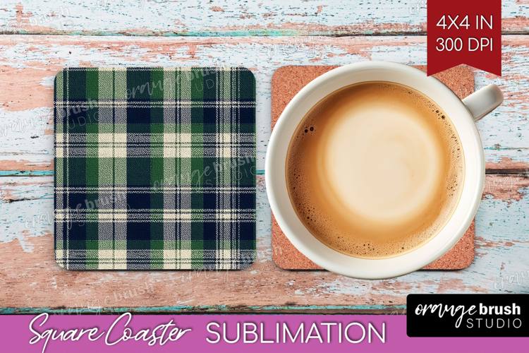Tartan Plaid Square Coaster - Tartan Pattern Coaster PNG