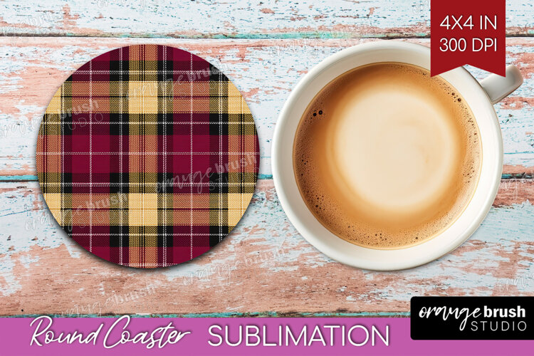 Tartan Plaid Round Coaster - Tartan Pattern Coaster PNG example image 1
