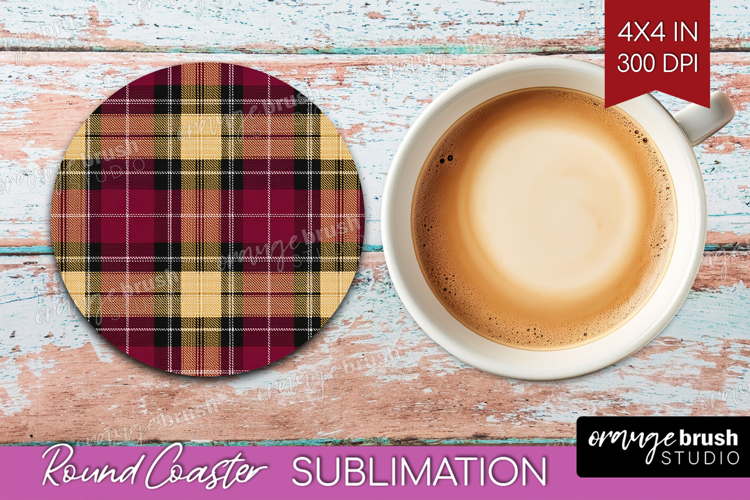 Tartan Plaid Round Coaster - Tartan Pattern Coaster PNG