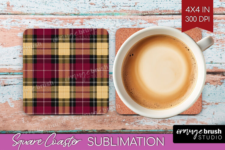 Tartan Plaid Square Coaster - Tartan Pattern Coaster PNG example image 1