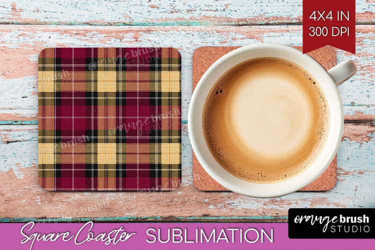 Tartan Plaid Square Coaster - Tartan Pattern Coaster PNG