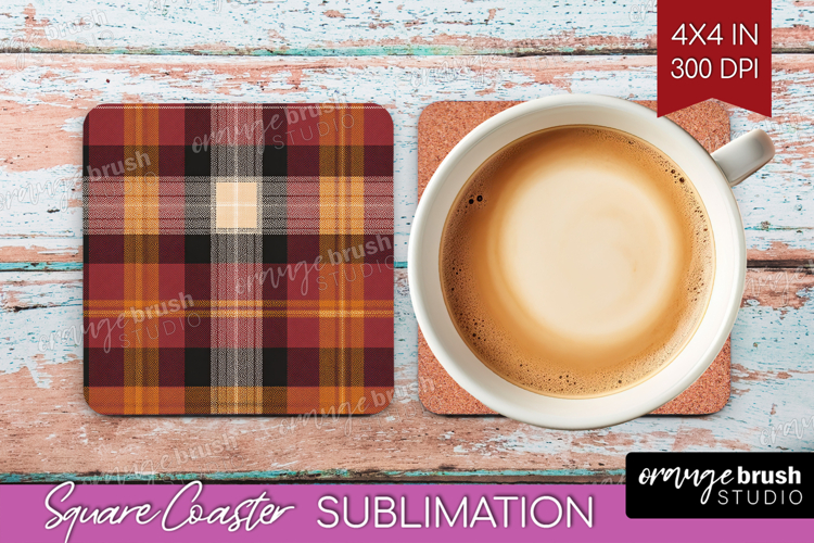 Tartan Plaid Square Coaster - Tartan Pattern Coaster PNG
