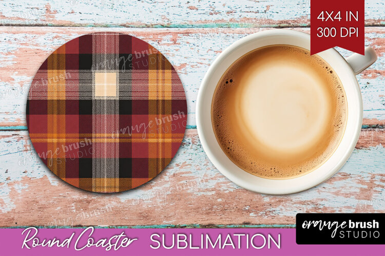 Tartan Plaid Round Coaster - Tartan Pattern Coaster PNG example image 1