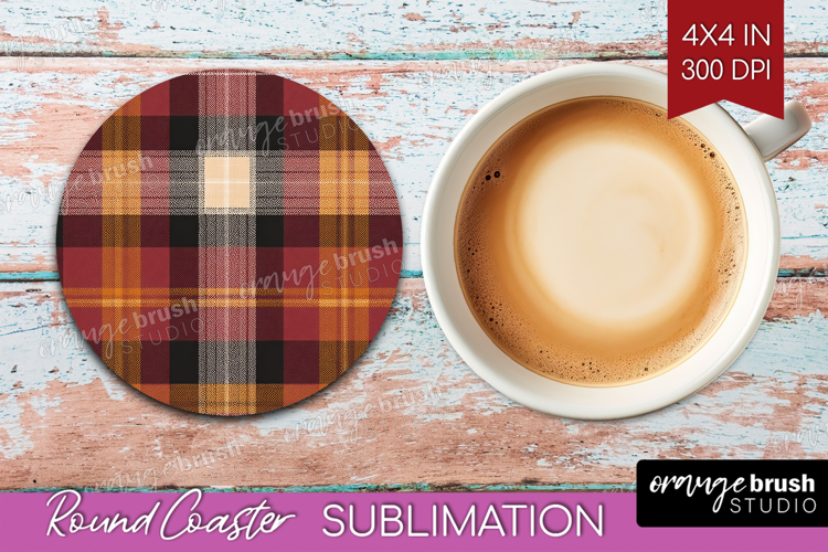 Tartan Plaid Round Coaster - Tartan Pattern Coaster PNG