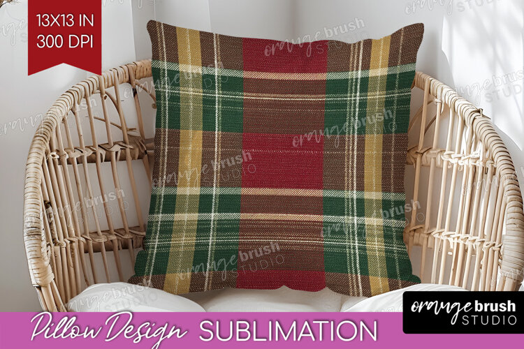 Tartan Plaid Pillow Sublimation - Tartan Pattern Pillow PNG example image 1