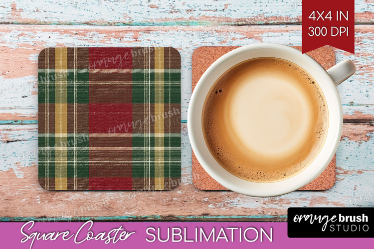 Tartan Plaid Square Coaster - Tartan Pattern Coaster PNG