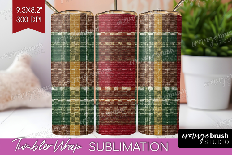 Tartan Plaid Tumbler Wrap - Tartan Pattern Tumbler PNG