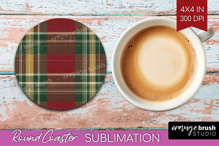 Tartan Plaid Round Coaster - Tartan Pattern Coaster PNG