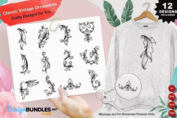 Classic Vintage Ornaments Clipart Set