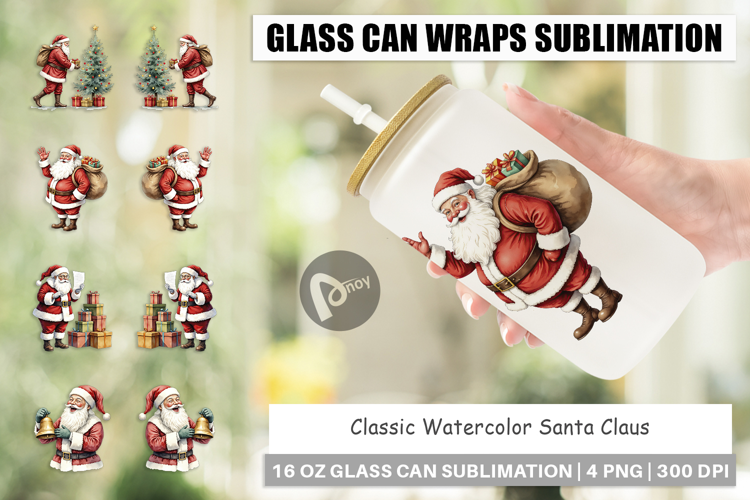 Glass Can Classic Santa Claus
