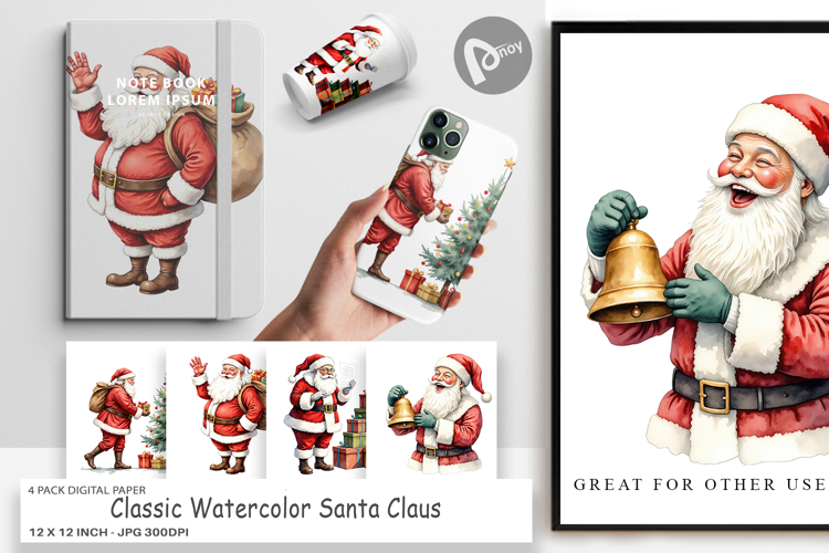 Digital Paper Classic Santa Claus