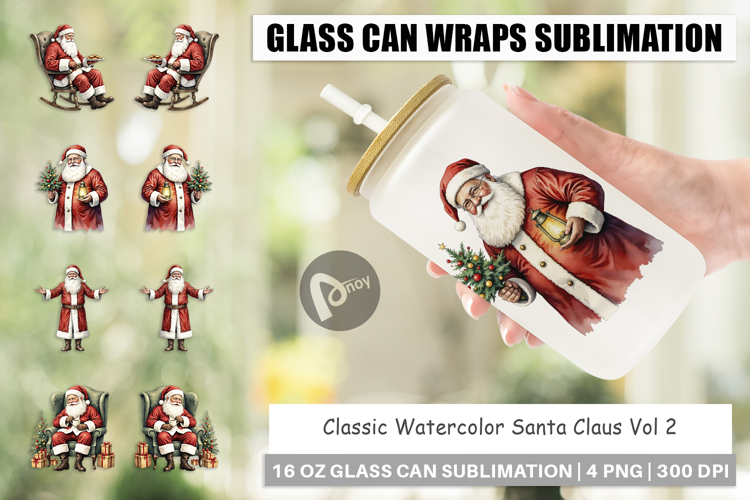 Glass Can Classic Santa Claus