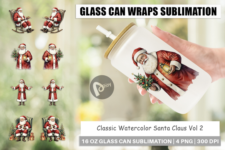 Glass Can Classic Santa Claus