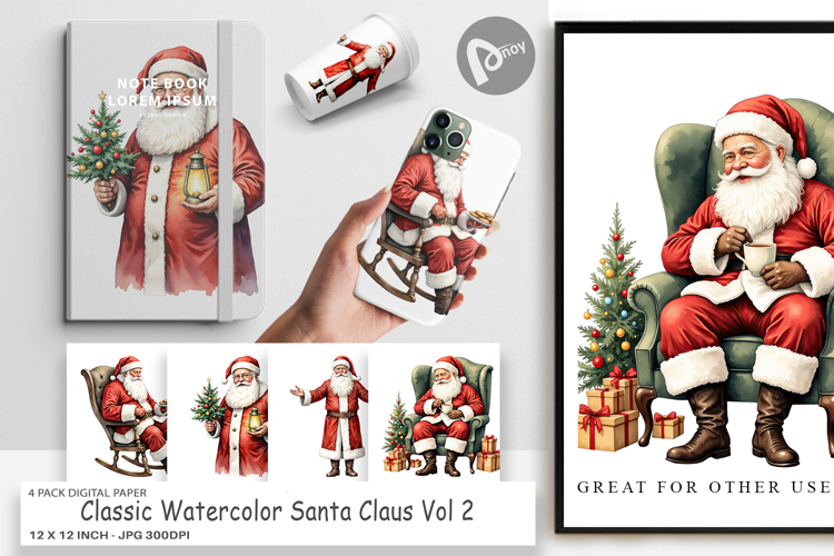 Digital Paper Classic Santa Claus
